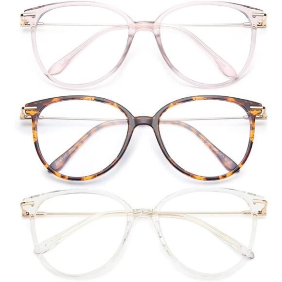 Men and Women Fashion Round Cat eye Frame UV Ray Filter Computer Gaming Glasses